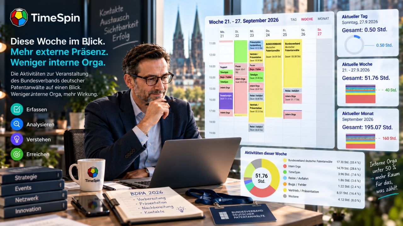 Time Tracking, Zeiterfassung mit TimeSpin. Innovativ und lückenlose Erfassung im handumdrehen mit Würfel und Software